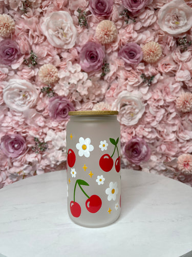 Cherries Glass Cup